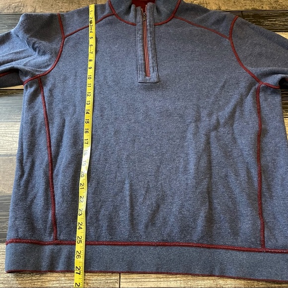 Tommy Bahama Men’s Reversible Maroon Navy 1/4 Zip Pullover Sweater Size Large - Picture 12 of 12